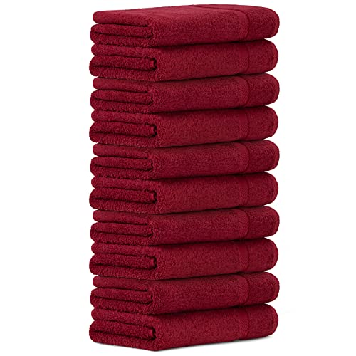 Luckytowel 10er Set Duschtücher 70x140 cm 100% Baumwolle, 600g/m² Oeko-Tex Duschtuch-Set 10er Pack Rot von Luckytowel