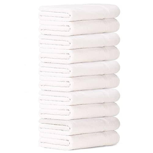 Luckytowel 10er Set Duschtücher 70x140 cm 100% Baumwolle, 600g/m² Oeko-Tex Duschtuch-Set 10er Pack Weiß von Luckytowel