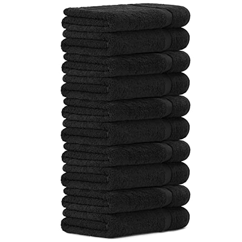 Luckytowel 10er Set Duschtücher 70x140 cm 100% Baumwolle, 600g/m² Oeko-Tex Duschtuch-Set 10er Pack Schwarz von Luckytowel