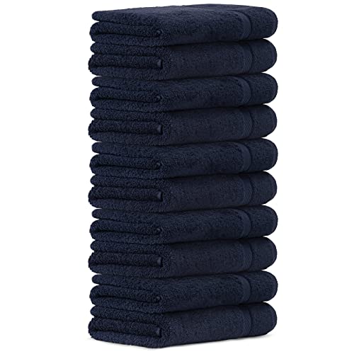 Luckytowel 10er Set Gästehandtücher 30x50 cm 100% Baumwolle, 600g/m² Oeko-Tex Gästetuch-Set 10er Pack Dunkelblau von Luckytowel