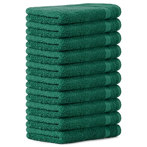 Luckytowel 10er Set Gästehandtücher 30x50 cm 100% Baumwolle, 600g/m² Oeko-Tex Gästetuch-Set 10er Pack Grün von Luckytowel