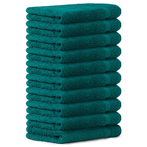 Luckytowel 10er Set Gästehandtücher 30x50 cm 100% Baumwolle, 600g/m² Oeko-Tex Gästetuch-Set 10er Pack Petrol von Luckytowel