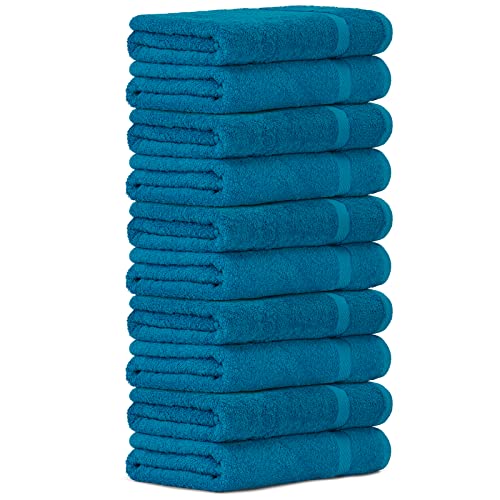 Luckytowel 10er Set Gästehandtücher 30x50 cm 100% Baumwolle, 600g/m² Oeko-Tex Gästetuch-Set 10er Pack Türkis von Luckytowel