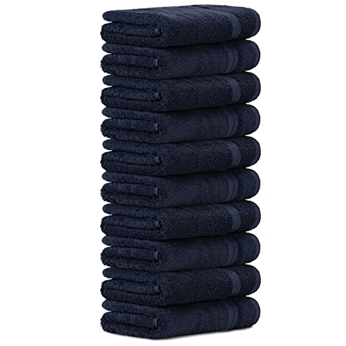 Luckytowel 10er Set Handtücher 50x100 cm 100% Baumwolle, 600g/m² Oeko-Tex Handtuch-Set 10er Pack Dunkelblau von Luckytowel