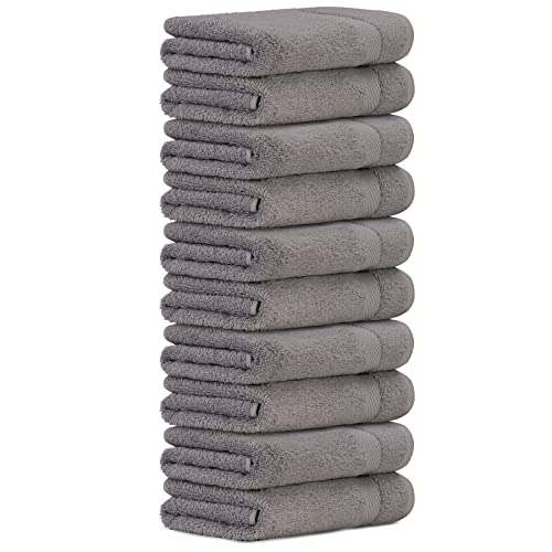 Luckytowel 10er Set Handtücher 50x100 cm 100% Baumwolle, 600g/m² Oeko-Tex Handtuch-Set 10er Pack Grau von Luckytowel