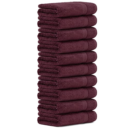 Luckytowel 10er Set Handtücher 50x100 cm 100% Baumwolle, 600g/m² Oeko-Tex Handtuch-Set 10er Pack Bordeaux von Luckytowel