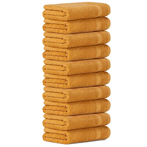 Luckytowel 10er Set Handtücher 50x100 cm 100% Baumwolle, 600g/m² Oeko-Tex Handtuch-Set 10er Pack Gold von Luckytowel