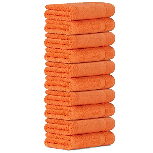 Luckytowel 10er Set Handtücher 50x100 cm 100% Baumwolle, 600g/m² Oeko-Tex Handtuch-Set 10er Pack Orange von Luckytowel