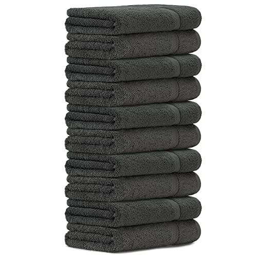 Luckytowel 10er Set Saunatücher 80x200 cm 100% Baumwolle, 600g/m² Oeko-Tex Saunatuch-Set 10er Pack Anthrazit von Luckytowel