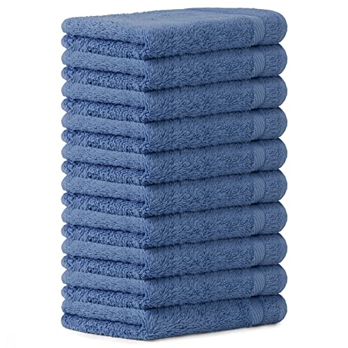 Luckytowel 10er Set Seiftücher 30x30 cm 100% Baumwolle, 600g/m² Oeko-Tex Waschlappen Set 10er Pack Blau von Luckytowel