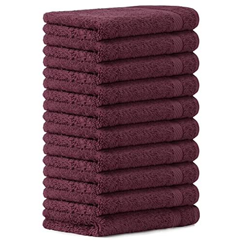 Luckytowel 10er Set Seiftücher 30x30 cm 100% Baumwolle, 600g/m² Oeko-Tex Waschlappen Set 10er Pack Bordeaux von Luckytowel