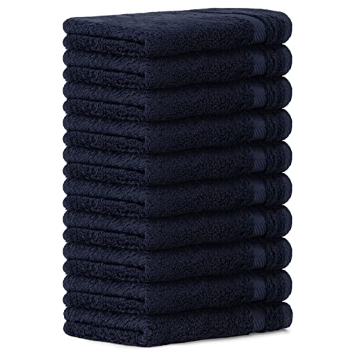 Luckytowel 10er Set Seiftücher 30x30 cm 100% Baumwolle, 600g/m² Oeko-Tex Waschlappen Set 10er Pack Dunkelblau von Luckytowel