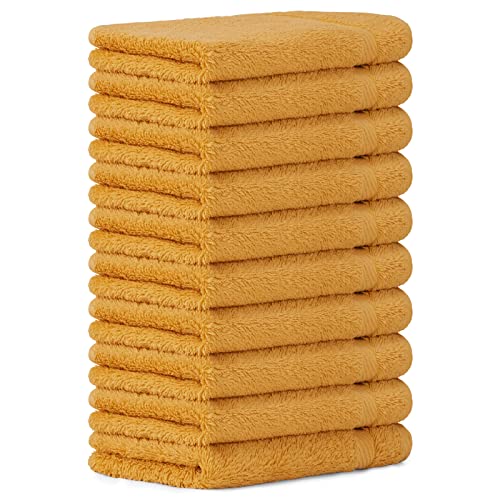 Luckytowel 10er Set Seiftücher 30x30 cm 100% Baumwolle, 600g/m² Oeko-Tex Waschlappen Set 10er Pack Gold von Luckytowel