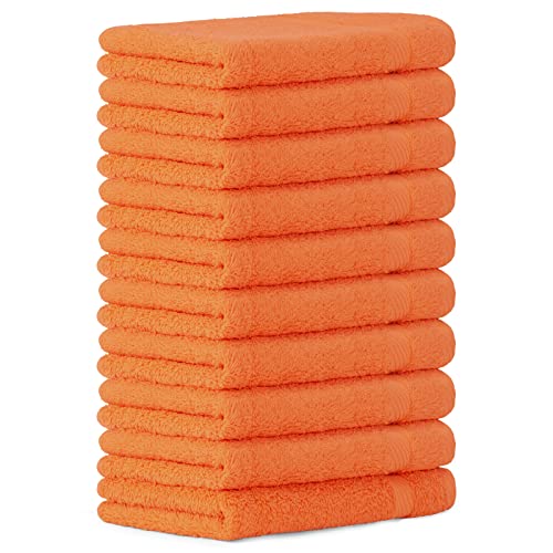 Luckytowel 10er Set Seiftücher 30x30 cm 100% Baumwolle, 600g/m² Oeko-Tex Waschlappen Set 10er Pack Orange von Luckytowel