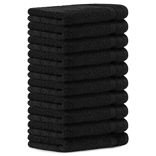 Luckytowel 10er Set Seiftücher 30x30 cm 100% Baumwolle, 600g/m² Oeko-Tex Waschlappen Set 10er Pack Schwarz von Luckytowel