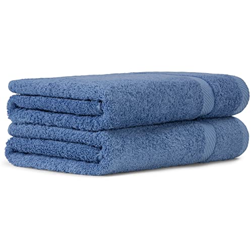 Luckytowel 2er Duschtuch Set 100% Baumwolle, 70x140cm Handtücher, 2er Pack Badetuch Blau von Luckytowel