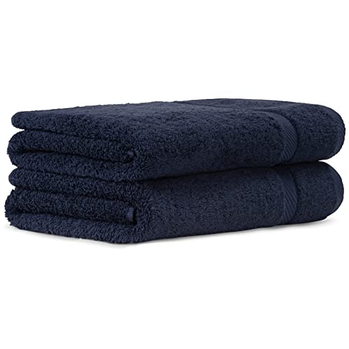 Luckytowel 2er Duschtuch Set 100% Baumwolle, 70x140cm Handtücher, 2er Pack Badetuch Dunkelblau von Luckytowel