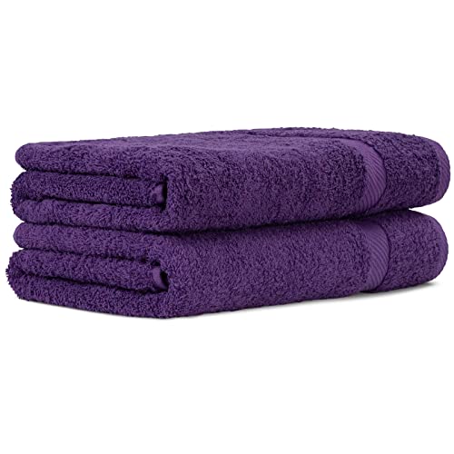 Luckytowel 2er Duschtuch Set 100% Baumwolle, 70x140cm Handtücher, 2er Pack Badetuch Lila von Luckytowel