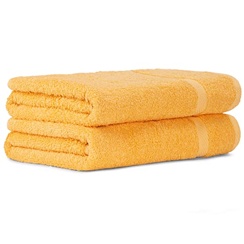 Luckytowel Saunahandtuch 2er Set Saunatuch XXL 80x200 cm groß aus 100% Baumwolle - 600g/m² Oeko-Tex Saunatücher-Set 2er Pack Gelb von Luckytowel