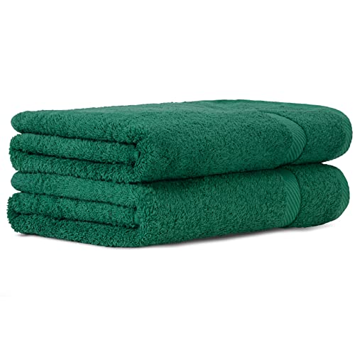 Luckytowel Saunahandtuch 2er Set Saunatuch XXL 80x200 cm groß aus 100% Baumwolle - 600g/m² Oeko-Tex Saunatücher-Set 2er Pack Grün von Luckytowel