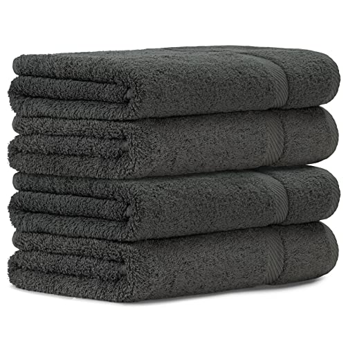 Luckytowel 4er Duschtuch Set 100% Baumwolle, 70x140cm Handtücher, 4er Pack Badetuch Anthrazit von Luckytowel