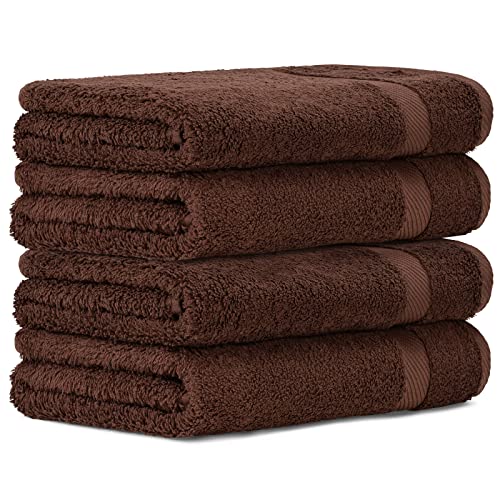 Luckytowel 4er Duschtuch Set 100% Baumwolle, 70x140cm Handtücher, 4er Pack Badetuch Braun von Luckytowel