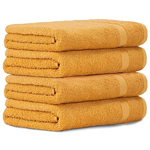 Luckytowel 4er Duschtuch Set 100% Baumwolle, 70x140cm Handtücher, 4er Pack Badetuch Gold von Luckytowel