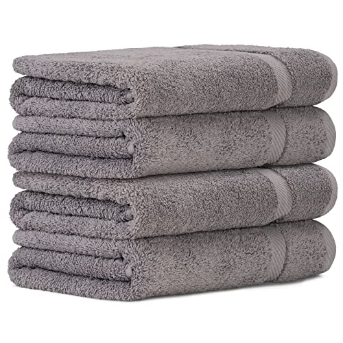 Luckytowel 4er Duschtuch Set 100% Baumwolle, 70x140cm Handtücher, 4er Pack Badetuch Grau von Luckytowel