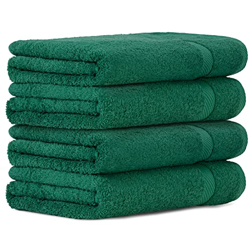 Luckytowel 4er Duschtuch Set 100% Baumwolle, 70x140cm Handtücher, 4er Pack Badetuch Grün von Luckytowel