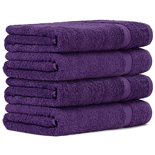 Luckytowel 4er Duschtuch Set 100% Baumwolle, 70x140cm Handtücher, 4er Pack Badetuch Lila von Luckytowel