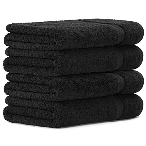 Luckytowel 4er Duschtuch Set 100% Baumwolle, 70x140cm Handtücher, 4er Pack Badetuch Schwarz von Luckytowel