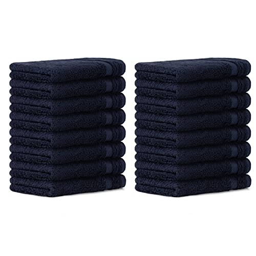 Luckytowel 50er Pack Seiftücher 30x30 cm aus 100% Baumwolle - 600g/m² Oeko-Tex Waschlappen Set 50 Stück Dunkelblau von Luckytowel