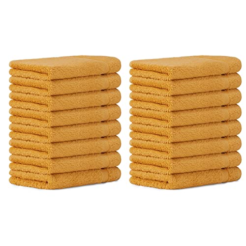 Luckytowel 50er Pack Seiftücher 30x30 cm aus 100% Baumwolle - 600g/m² Oeko-Tex Waschlappen Set 50 Stück Gold von Luckytowel