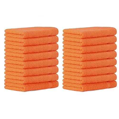 Luckytowel 50er Pack Seiftücher 30x30 cm aus 100% Baumwolle - 600g/m² Oeko-Tex Waschlappen Set 50 Stück Orange von Luckytowel