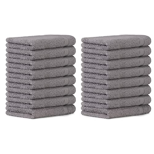 Luckytowel 50er Pack Seiftücher 30x30 cm aus 100% Baumwolle - 600g/m² Oeko-Tex Waschlappen Set 50 Stück Grau von Luckytowel