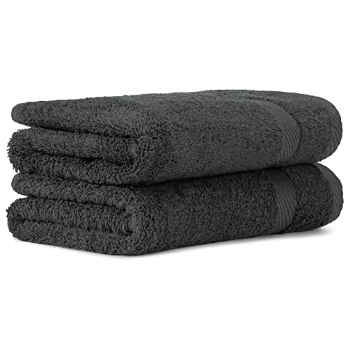 Luckytowel Handtücher Set 50x100 cm 100% Baumwolle, Handtuch-Set 2er Pack Anthrazit von Luckytowel