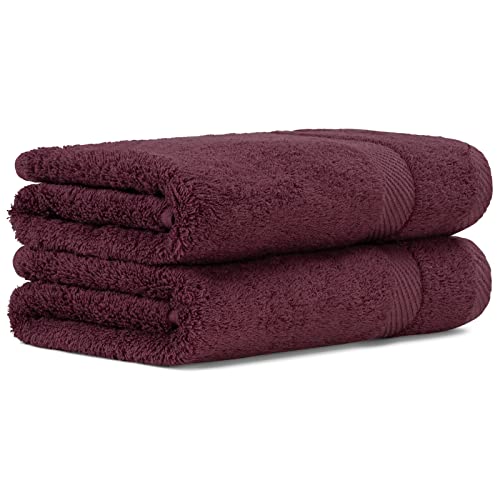 Luckytowel Handtücher Set 50x100 cm 100% Baumwolle, Handtuch-Set 2er Pack Bordeaux von Luckytowel