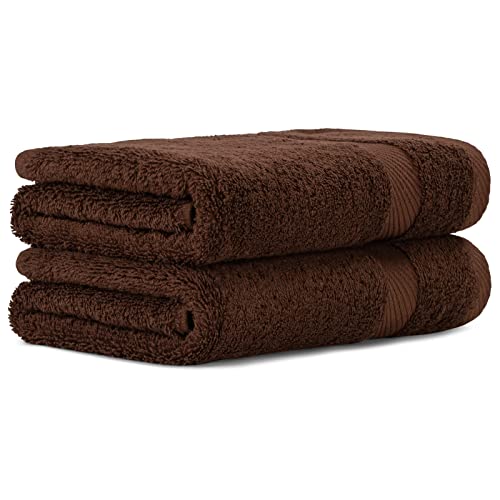 Luckytowel Handtücher Set 50x100 cm 100% Baumwolle, Handtuch-Set 2er Pack Braun von Luckytowel