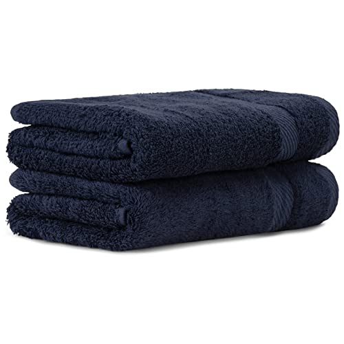 Luckytowel Handtücher Set 50x100 cm 100% Baumwolle, Handtuch-Set 2er Pack Dunkelblau von Luckytowel