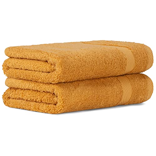 Luckytowel Handtücher Set 50x100 cm 100% Baumwolle, Handtuch-Set 2er Pack Gold von Luckytowel