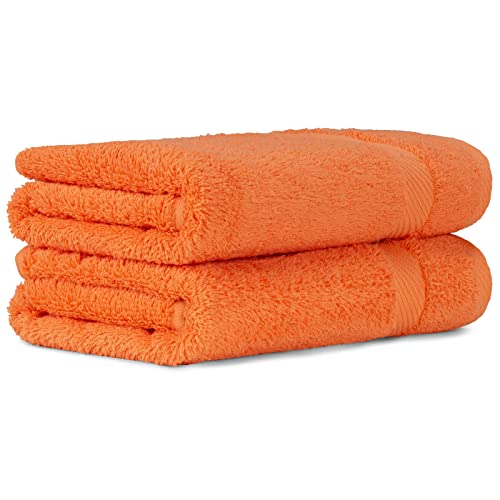 Luckytowel Handtücher Set 50x100 cm 100% Baumwolle, Handtuch-Set 2er Pack Orange von Luckytowel