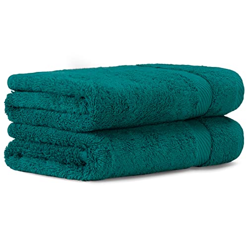 Luckytowel Handtücher Set 50x100 cm 100% Baumwolle, Handtuch-Set 2er Pack Petrol von Luckytowel