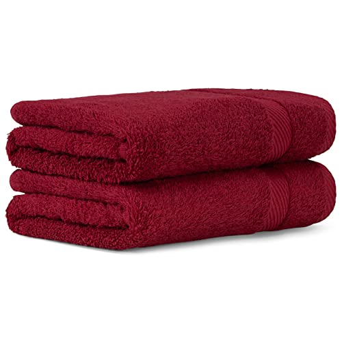 Luckytowel Handtücher Set 50x100 cm 100% Baumwolle, Handtuch-Set 2er Pack Rot von Luckytowel