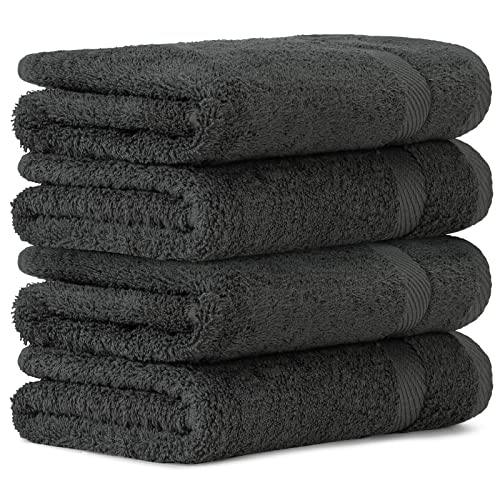 Luckytowel Handtücher Set 50x100 cm 100% Baumwolle, Handtuch-Set 4er Pack Anthrazit von Luckytowel