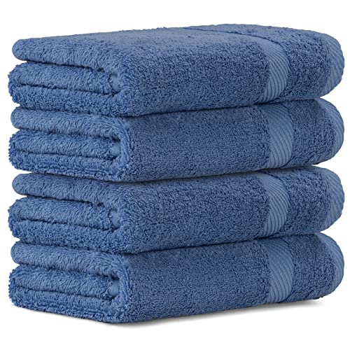 Luckytowel Handtücher Set 50x100 cm 100% Baumwolle, Handtuch-Set 4er Pack Blau von Luckytowel