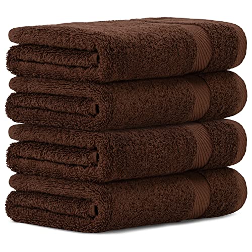 Luckytowel Handtücher Set 50x100 cm 100% Baumwolle, Handtuch-Set 4er Pack Braun von Luckytowel