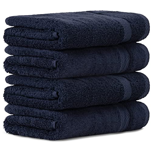 Luckytowel Handtücher Set 50x100 cm 100% Baumwolle, Handtuch-Set 4er Pack Dunkelblau von Luckytowel