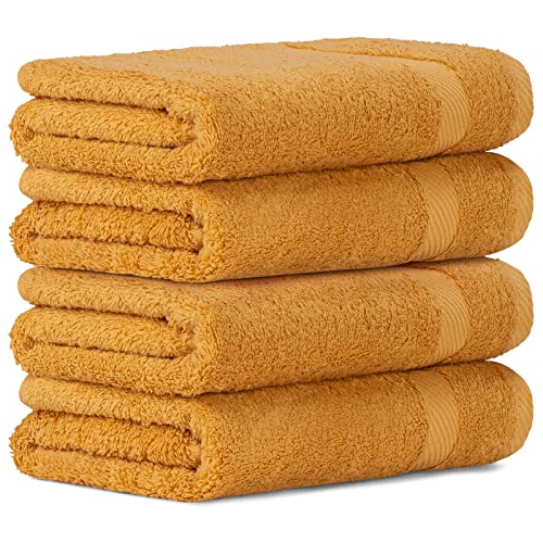 Luckytowel Handtücher Set 50x100 cm 100% Baumwolle, Handtuch-Set 4er Pack Gold von Luckytowel
