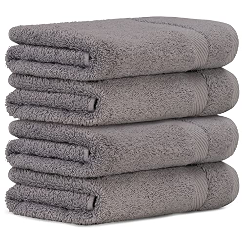 Luckytowel Handtücher Set 50x100 cm 100% Baumwolle, Handtuch-Set 4er Pack Grau von Luckytowel