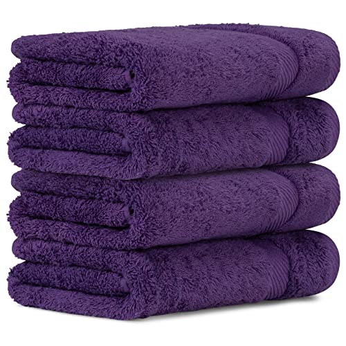 Luckytowel Handtücher Set 50x100 cm 100% Baumwolle, Handtuch-Set 4er Pack Lila von Luckytowel